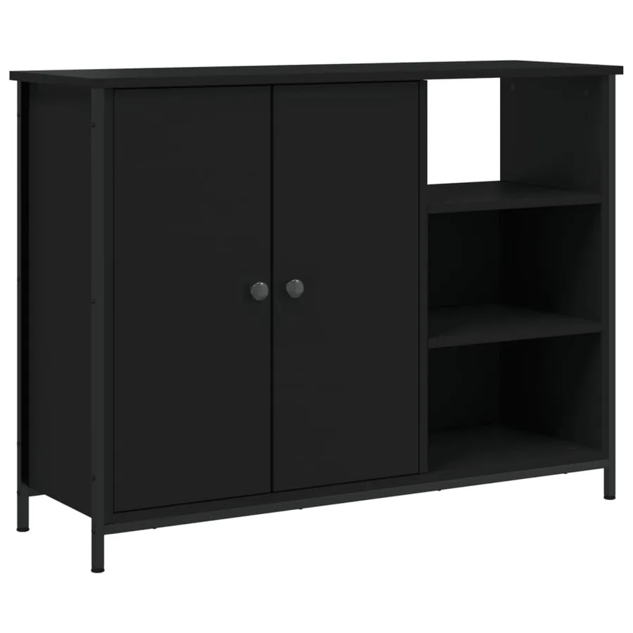 Buffet noir 100x33x75 cm bois d'ingénierie - 2