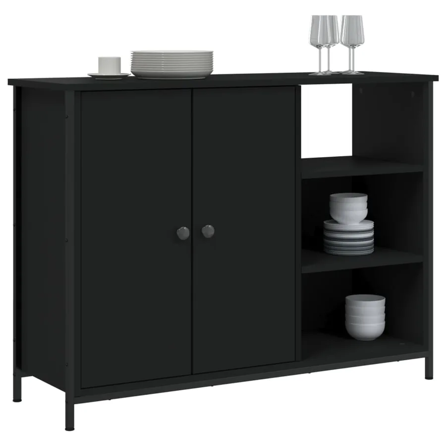 Buffet noir 100x33x75 cm bois d'ingénierie - 3
