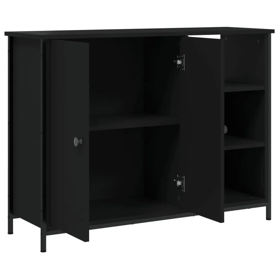 Buffet noir 100x33x75 cm bois d'ingénierie - 5