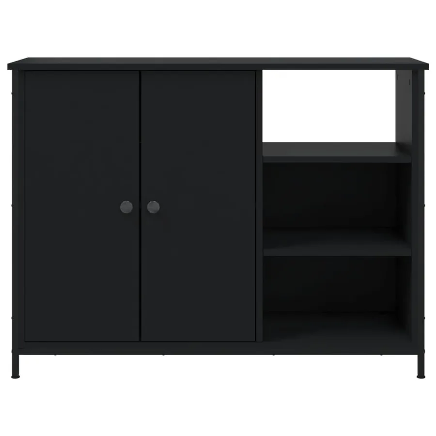 Buffet noir 100x33x75 cm bois d'ingénierie - 6