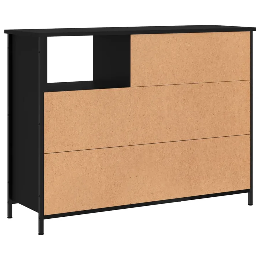 Buffet noir 100x33x75 cm bois d'ingénierie - 8