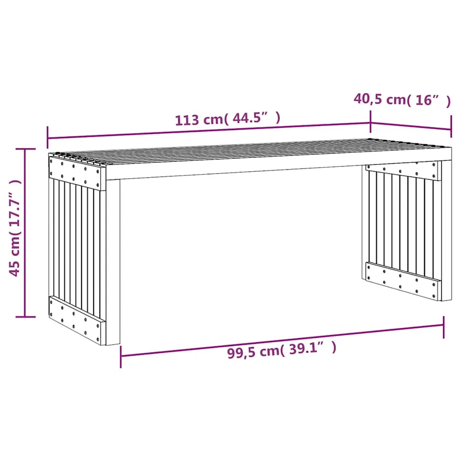 Banc de jardin extensible noir 212,5x40,5x45 cm bois massif pin - 10