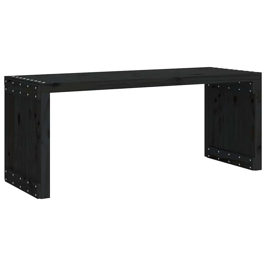 Banc de jardin extensible noir 212,5x40,5x45 cm bois massif pin - 5