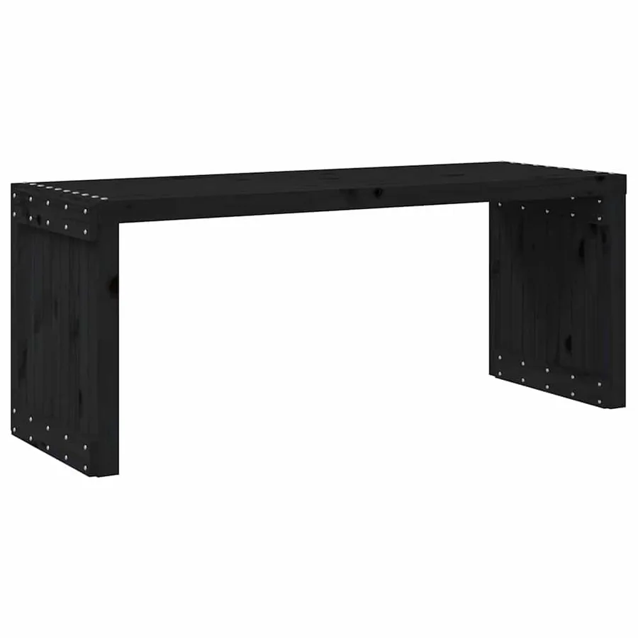 Banc de jardin extensible noir 212,5x40,5x45 cm bois massif pin - 7