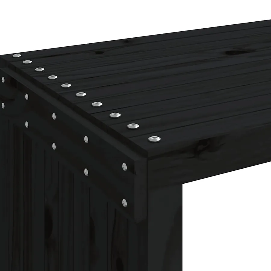 Banc de jardin extensible noir 212,5x40,5x45 cm bois massif pin - 8