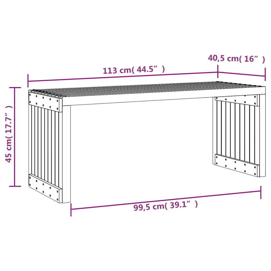 Banc de jardin extensible 212,5x40,5x45 cm bois massif de pin - 10