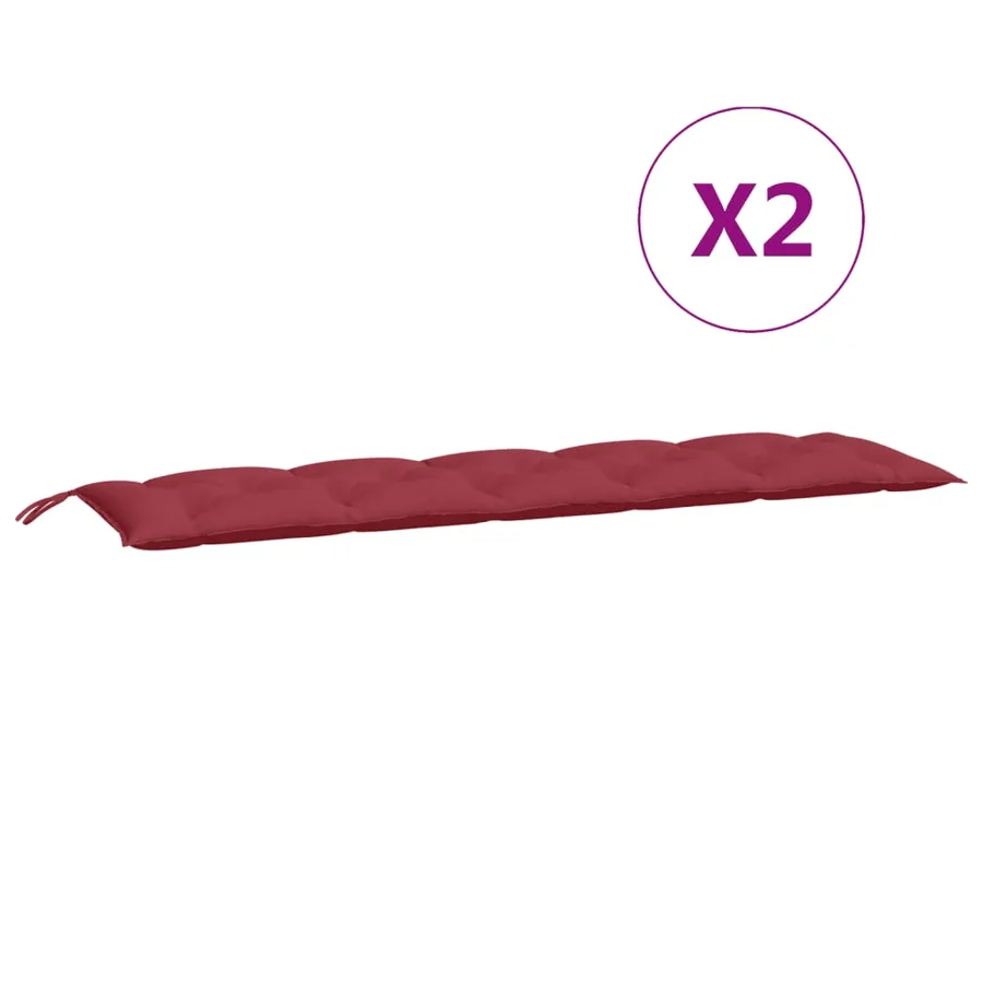 Coussins de banc de jardin lot de 2 rouge bordeaux tissu Oxford - 5