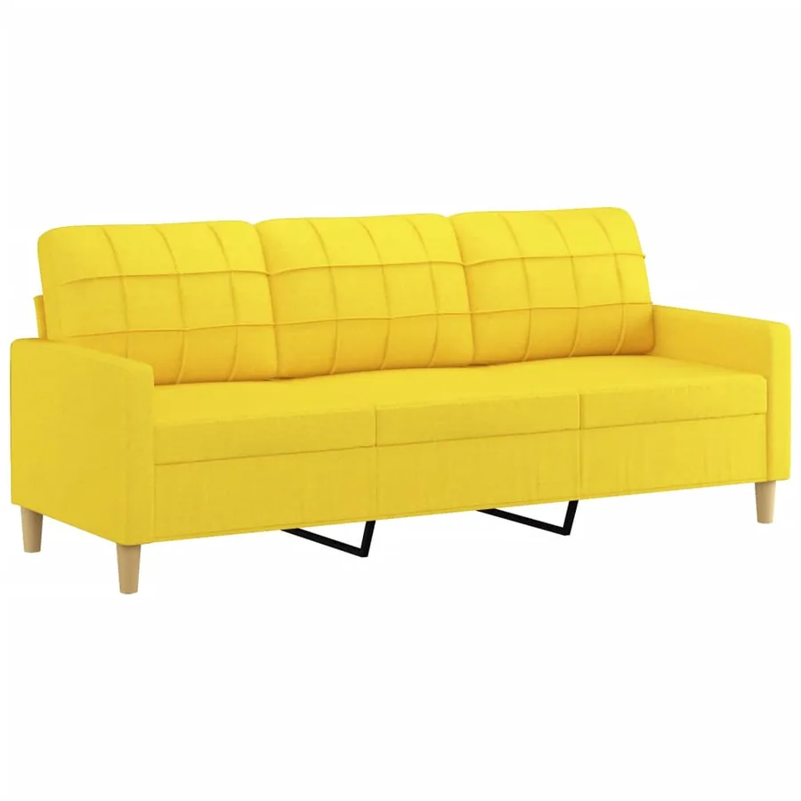 Ensemble de canapés 4 pcs avec coussins Jaune clair Tissu - 5