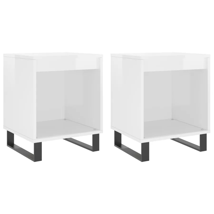 Tables de chevet 2 pcs blanc brillant 40x35x50 cm - 2