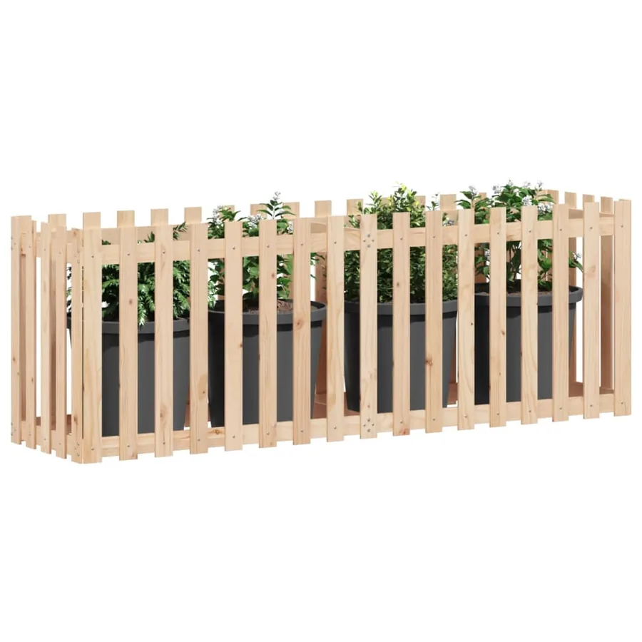 Lit surélevé de jardin design de clôture 200x50x70cm pin massif - 3
