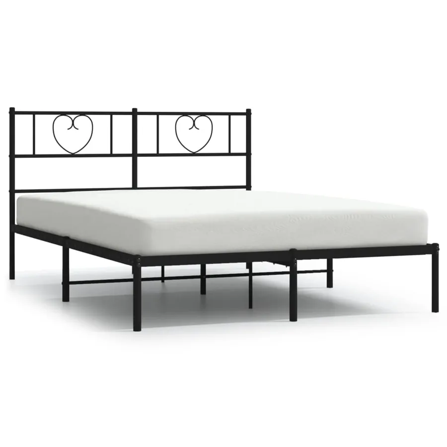 Cadre de lit métal sans matelas avec tête de lit noir 120x200cm - 2