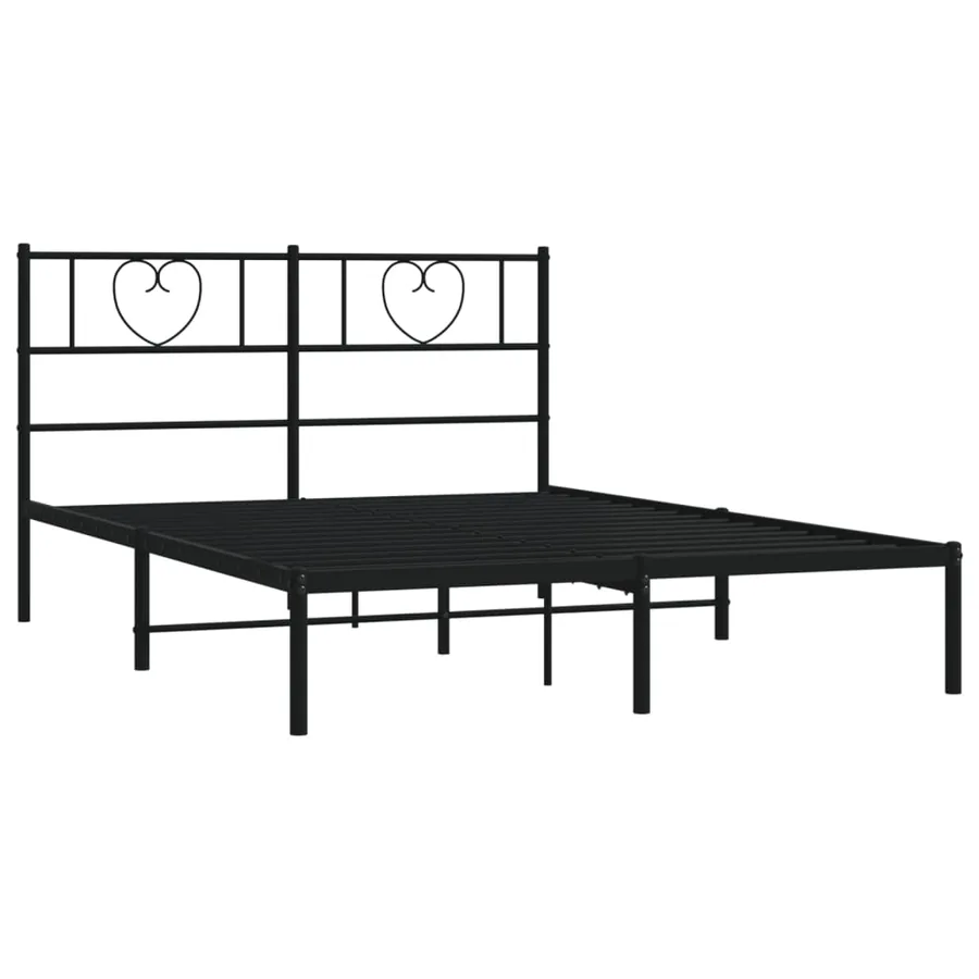 Cadre de lit métal sans matelas avec tête de lit noir 120x200cm - 4