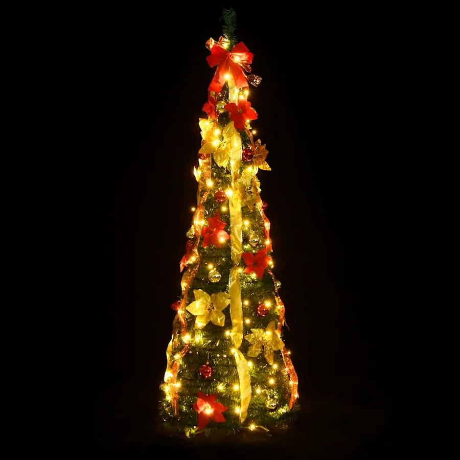 Sapin de Noël artificiel escamotable 50 LED vert 120 cm - 2