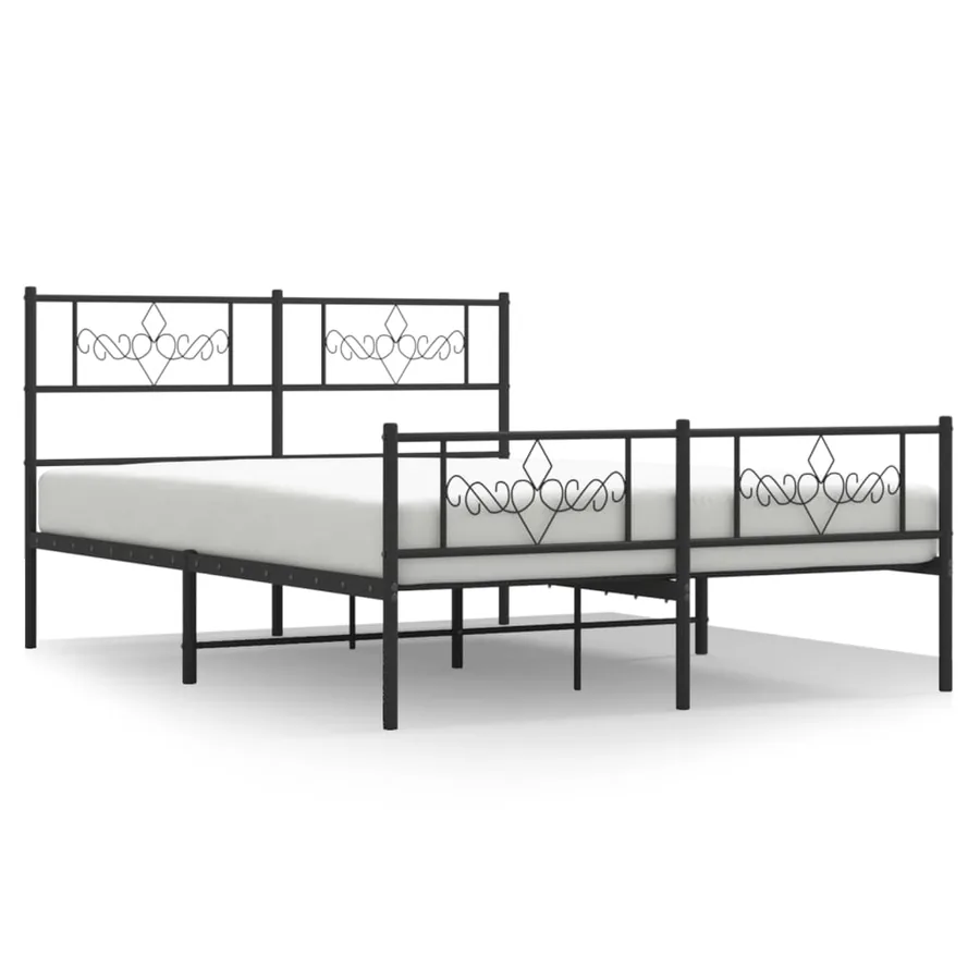 Cadre de lit métal sans matelas avec pied de lit noir 120x200cm - 2