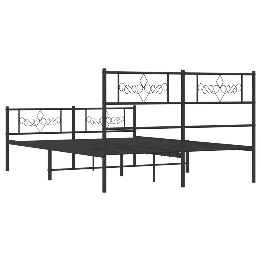 Cadre de lit métal sans matelas avec pied de lit noir 120x200cm - 7