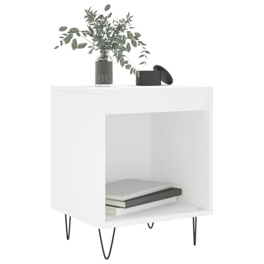 Table de chevet Blanc 40x35x50 cm Bois d’ingénierie - 3