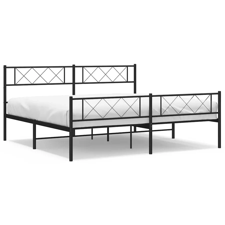Cadre de lit métal sans matelas avec pied de lit noir 183x213cm - 2