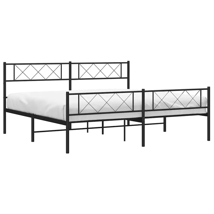 Cadre de lit métal sans matelas avec pied de lit noir 183x213cm - 4