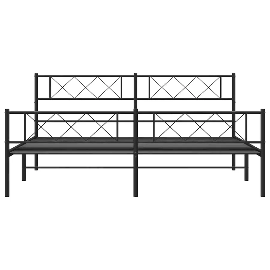 Cadre de lit métal sans matelas avec pied de lit noir 183x213cm - 5