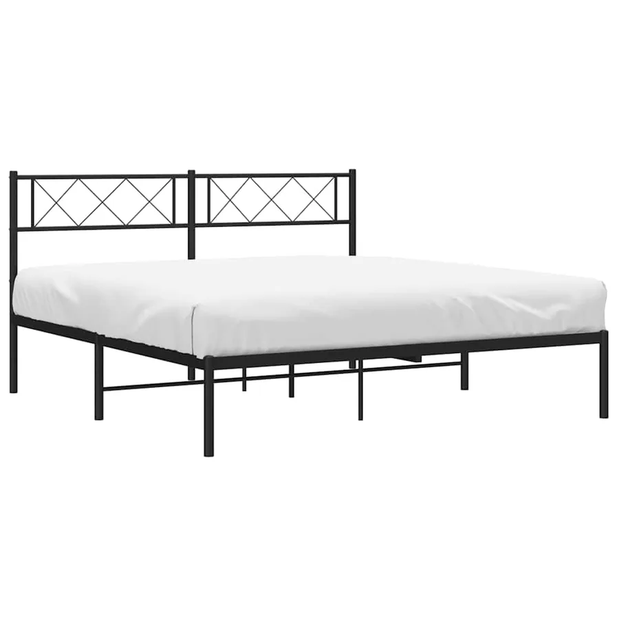 Cadre de lit métal sans matelas avec tête de lit noir 150x200cm - 4