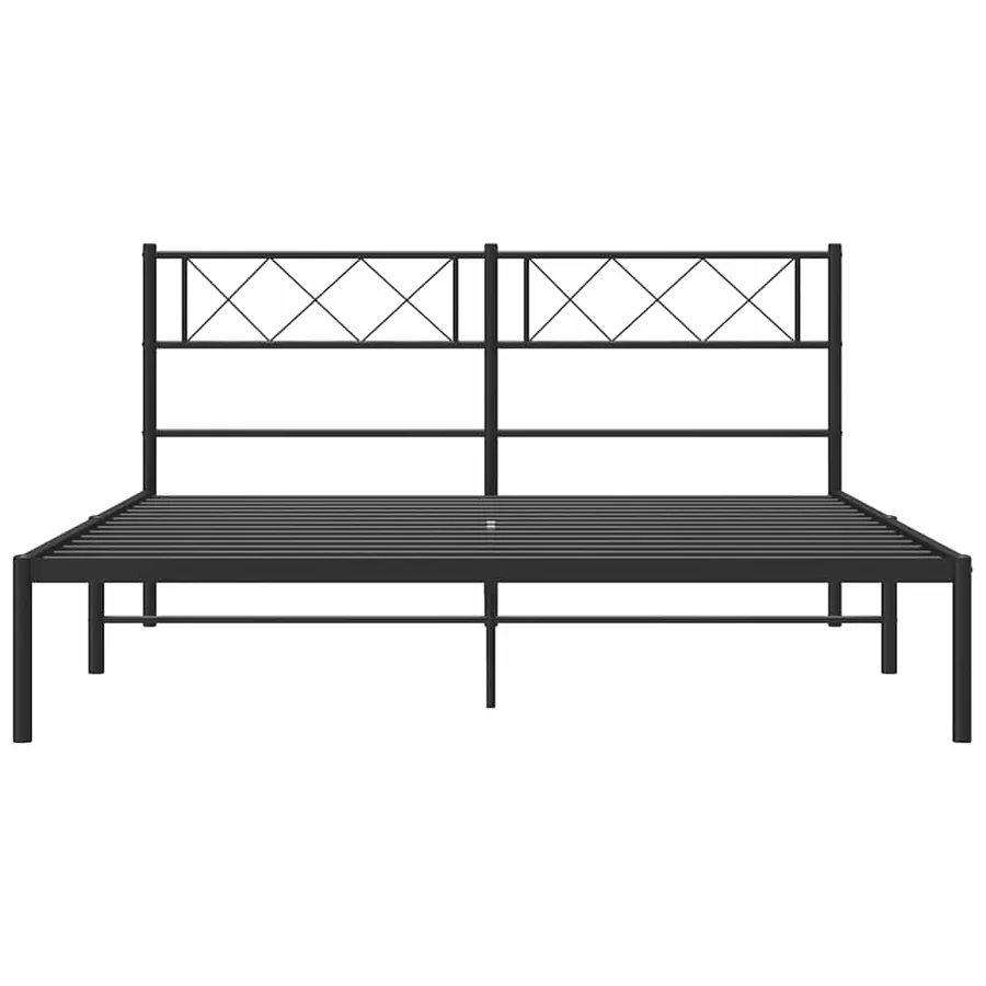Cadre de lit métal sans matelas avec tête de lit noir 150x200cm - 5