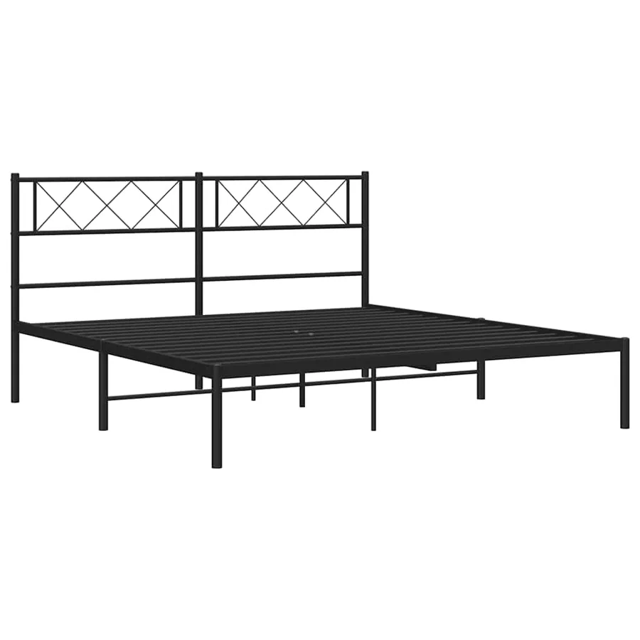 Cadre de lit métal sans matelas avec tête de lit noir 150x200cm - 6