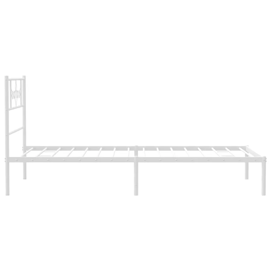 Cadre de lit métal sans matelas avec tête de lit blanc 75x190cm - 6
