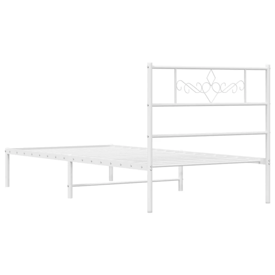 Cadre de lit métal sans matelas avec tête de lit blanc 75x190cm - 7