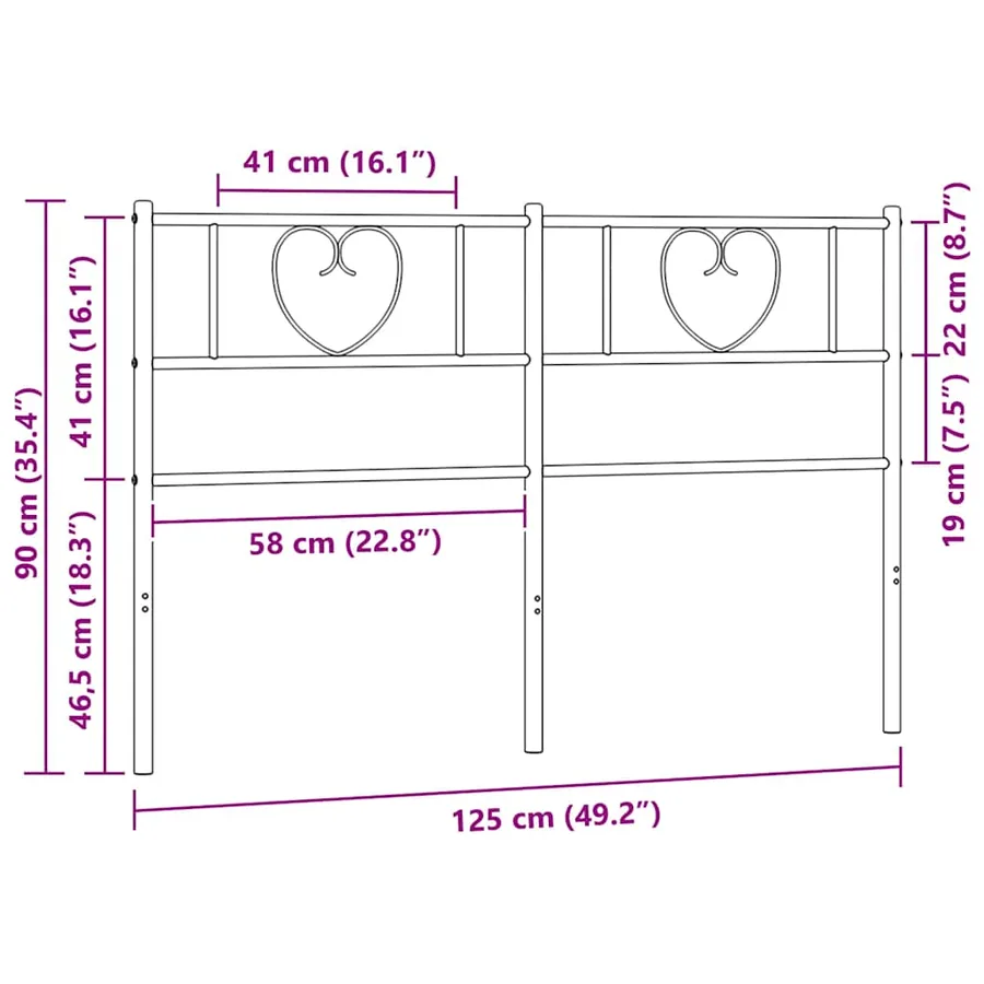 Tête de lit de remplacement métal noir 120 cm - 7