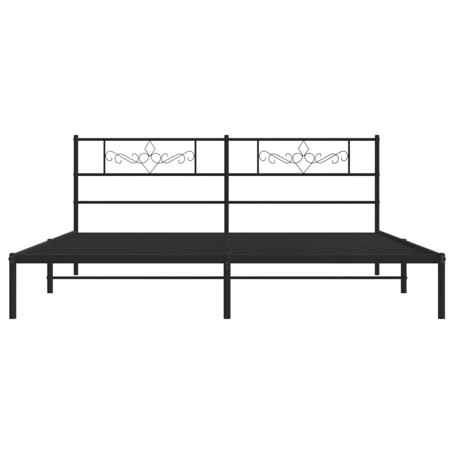 Cadre de lit métal sans matelas avec tête de lit noir 200x200cm - 5