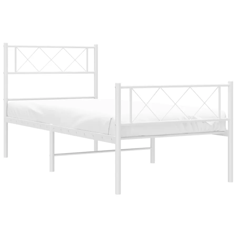 Cadre de lit métal sans matelas avec pied de lit blanc 80x200cm - 3