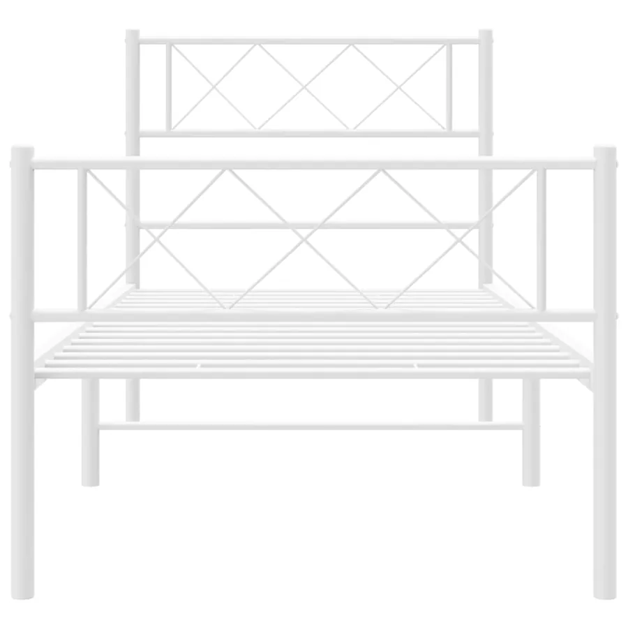 Cadre de lit métal sans matelas avec pied de lit blanc 80x200cm - 4