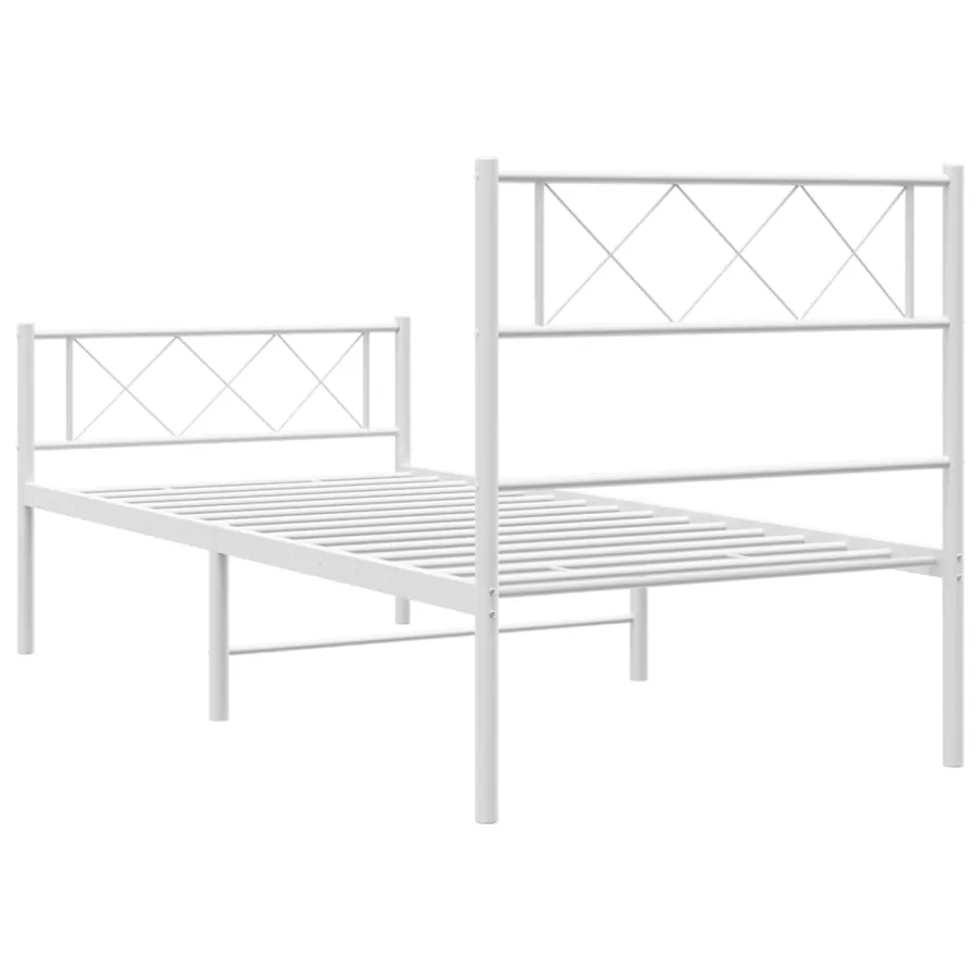 Cadre de lit métal sans matelas avec pied de lit blanc 80x200cm - 7