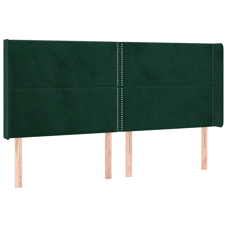 Tête de lit avec oreilles Vert foncé 183x16x118/128 cm Velours - 2