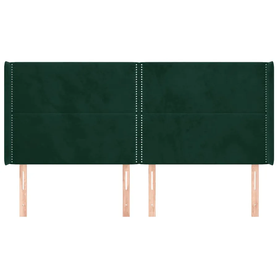 Tête de lit avec oreilles Vert foncé 183x16x118/128 cm Velours - 3