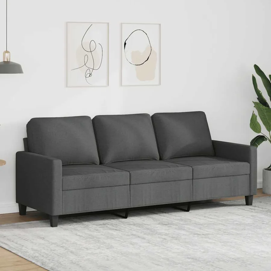 Canapé à 3 places Gris foncé 180 cm Tissu