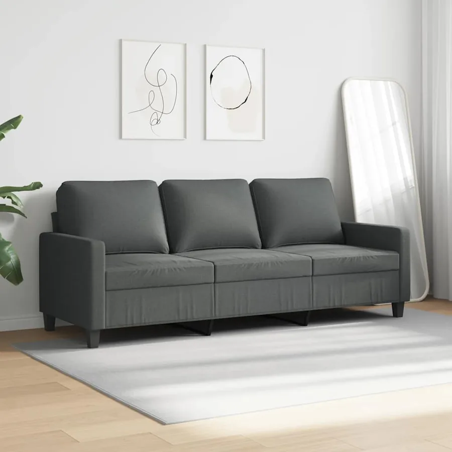 Canapé à 3 places Gris foncé 180 cm Tissu - 3