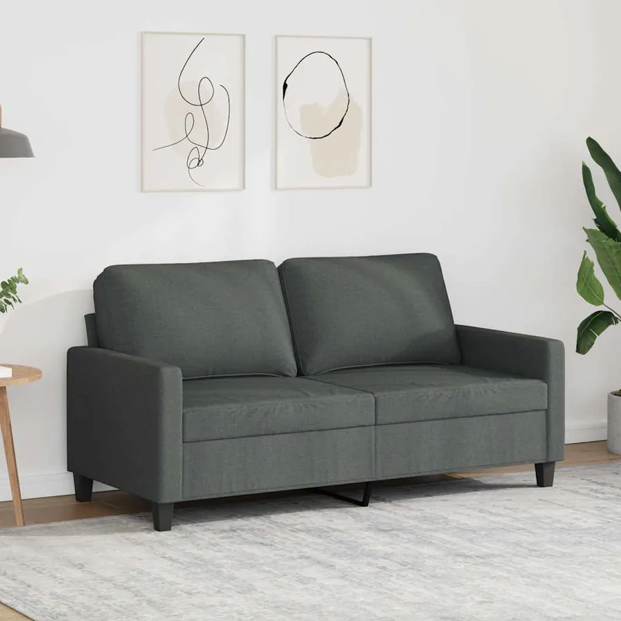 Canapé à 2 places Gris foncé 140 cm Tissu