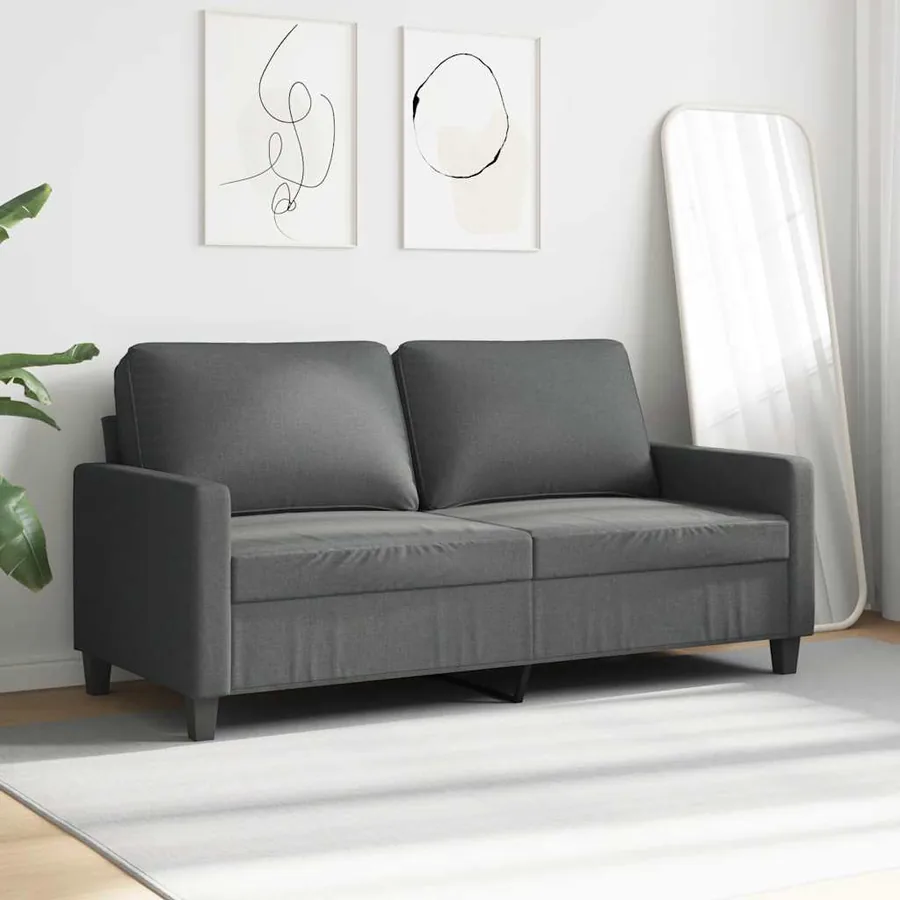 Canapé à 2 places Gris foncé 140 cm Tissu - 3