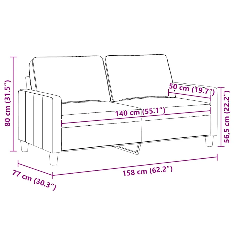 Canapé à 2 places Gris foncé 140 cm Tissu - 9