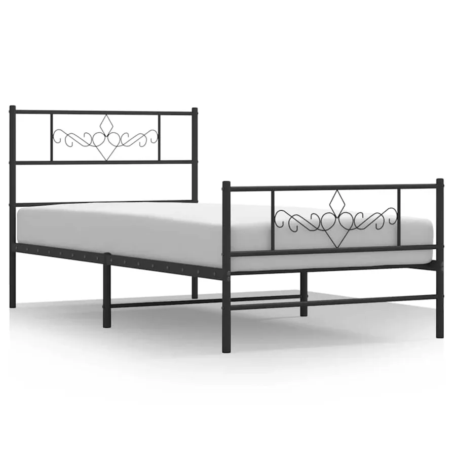 Cadre de lit métal sans matelas avec pied de lit noir 107x203cm - 2