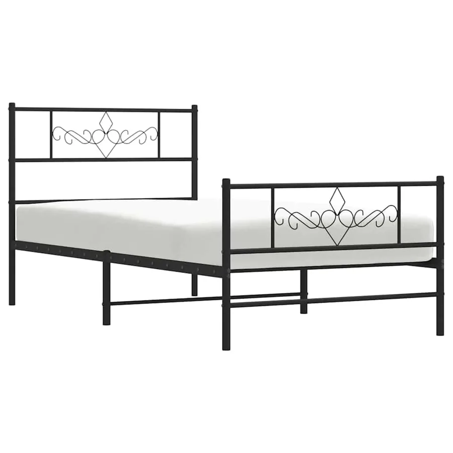 Cadre de lit métal sans matelas avec pied de lit noir 107x203cm - 4