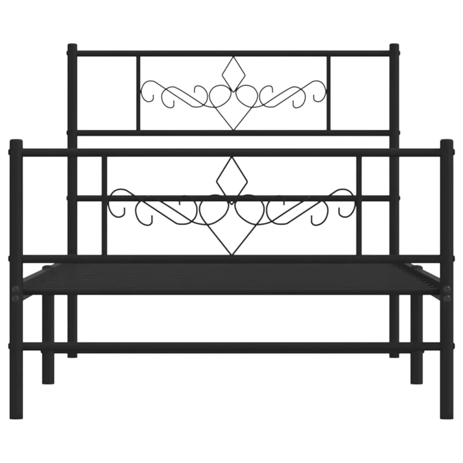 Cadre de lit métal sans matelas avec pied de lit noir 107x203cm - 5