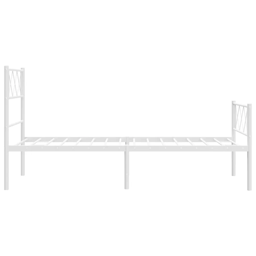 Cadre de lit métal sans matelas et pied de lit blanc 107x203 cm - 6