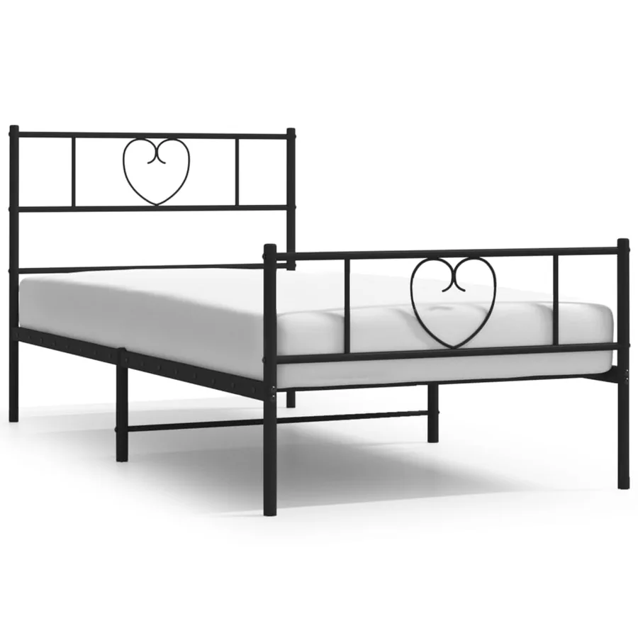 Cadre de lit métal sans matelas avec pied de lit noir 107x203cm - 2