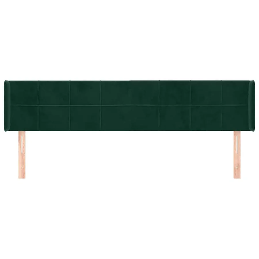 Tête de lit avec oreilles Vert foncé 203x16x78/88 cm Velours - 3