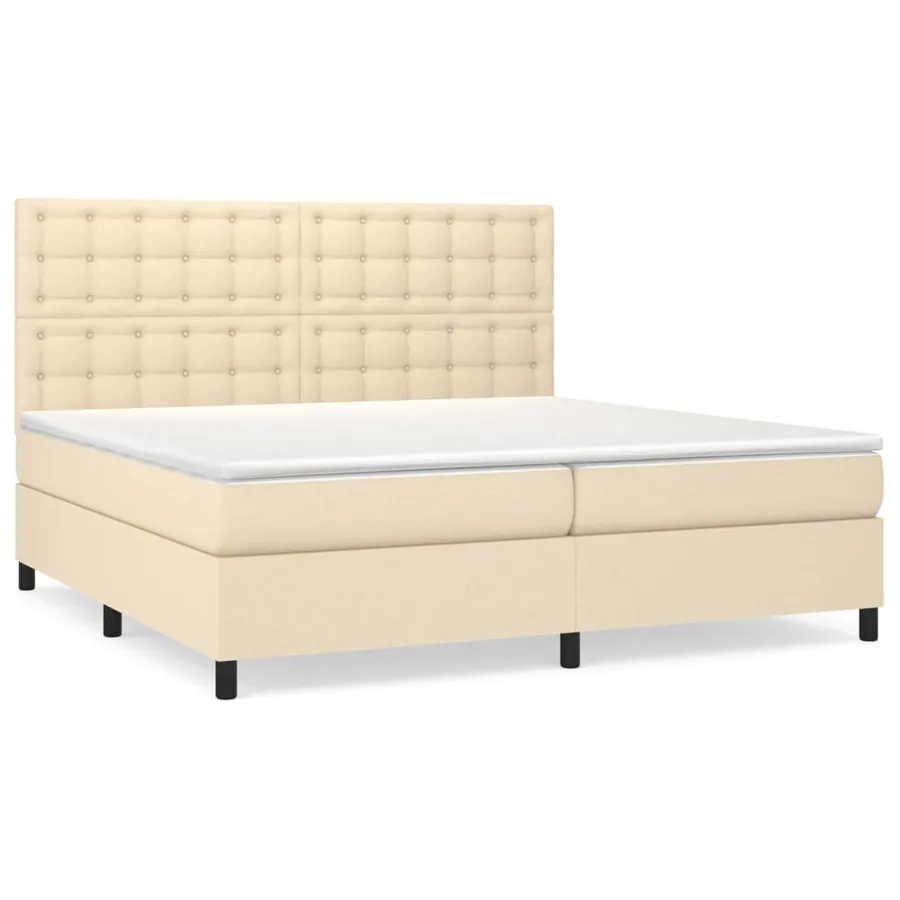 Sommier à lattes de lit avec matelas Crème 200x200 cm Tissu - 2