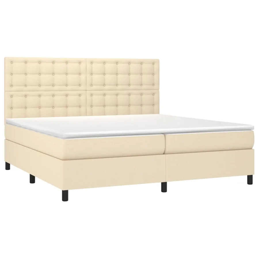 Sommier à lattes de lit avec matelas Crème 200x200 cm Tissu - 3
