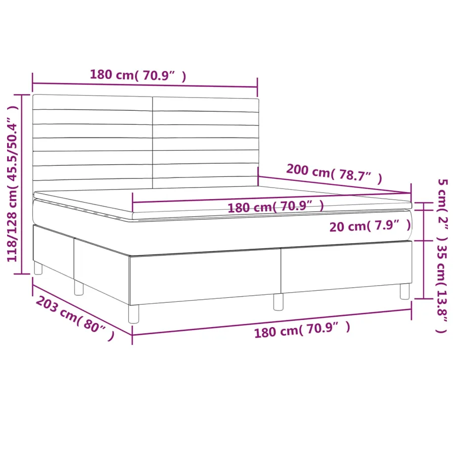 Sommier à lattes de lit avec matelas Taupe 180x200 cm Tissu - 6