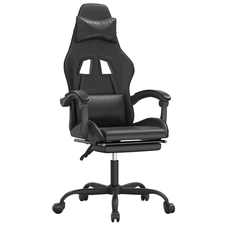 Chaise de jeu pivotante avec repose-pied Noir Similicuir - 2